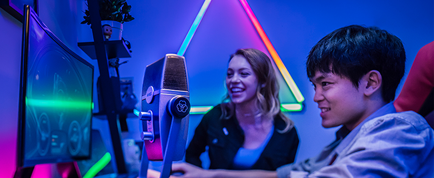 Мікрофон конденсаторний AKG Ara USB-C, для подкастів, відео, геймінгу та стрімінгу, синьо-срібний