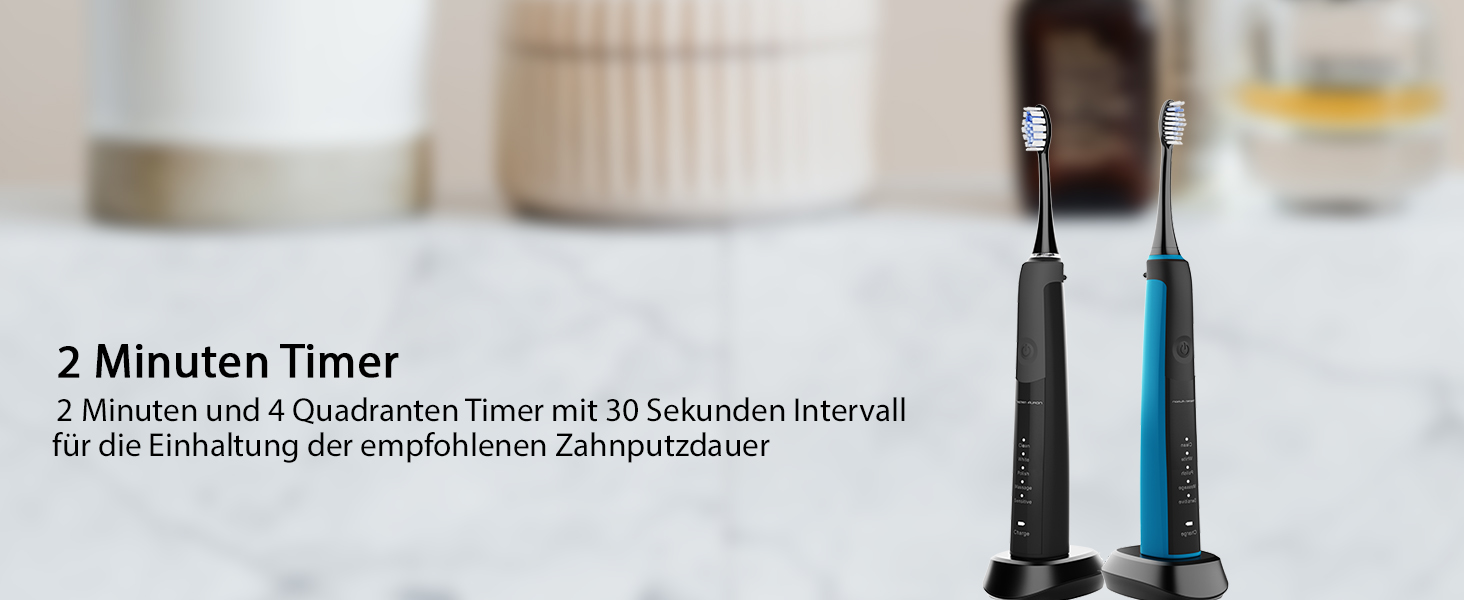 Електрична зубна щітка Tristan Auron Sonic Master (Чорний) – 55 000 VPM, 5 режимів, 60 днів роботи від акумулятора, з етиуі та 6 насадок