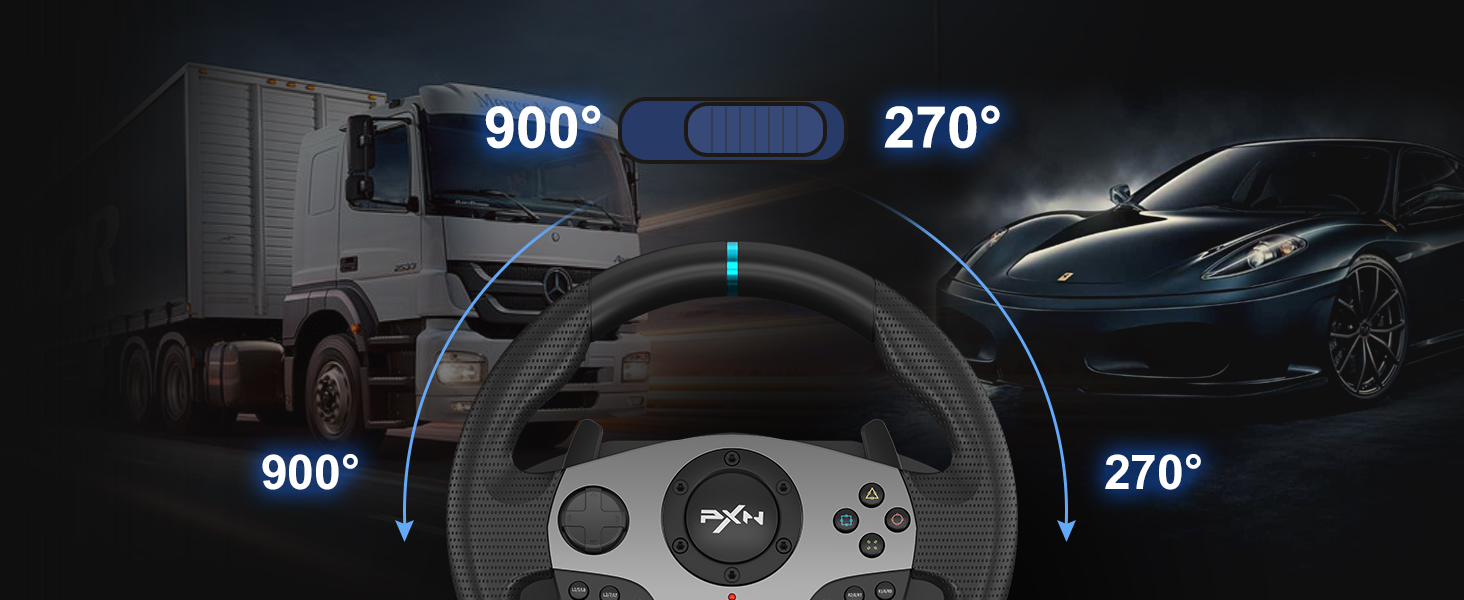 Ігрове кермо PXN V9 з педалями та перемиканням передач, 270/900 градусів, з вібрацією, сумісне з PS4, Xbox One, Xbox Series X/S, PS3, PC, NS Switch, з інструментом та додатком