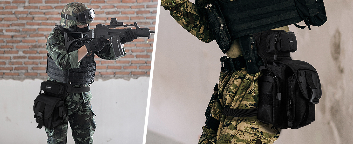 Тактична набедрена сумка Jueachy, водонепроникна, для мотоциклів, риболовлі, кемпінгу, чорна