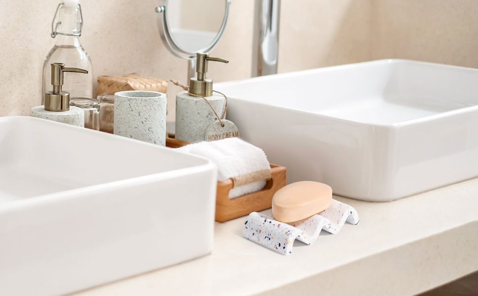 Підставка для мила Luxspire з теракотовою текстурою (2 шт.) - швидковисихаюча мильниця для ванної, кухні, душу