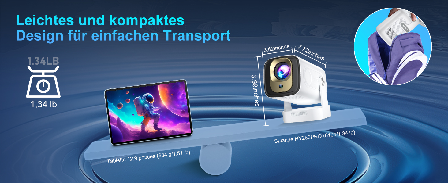 Проектор Salange P92Max ST: 4K, Android 13, WiFi, Bluetooth 5.2, Автофокус, Вбудовані YouTube/PrimeVideo/D+, 12000 лм, 5W динамік