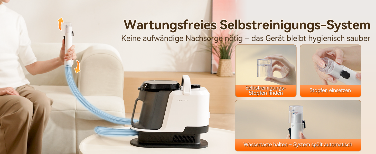 Пароочисник Uwant Y100 3-в-1 для диванів, килимів та авто. Потужність 1750W, 18KPA, з самоочищенням та 7 насадками. Гарантія 2 роки.