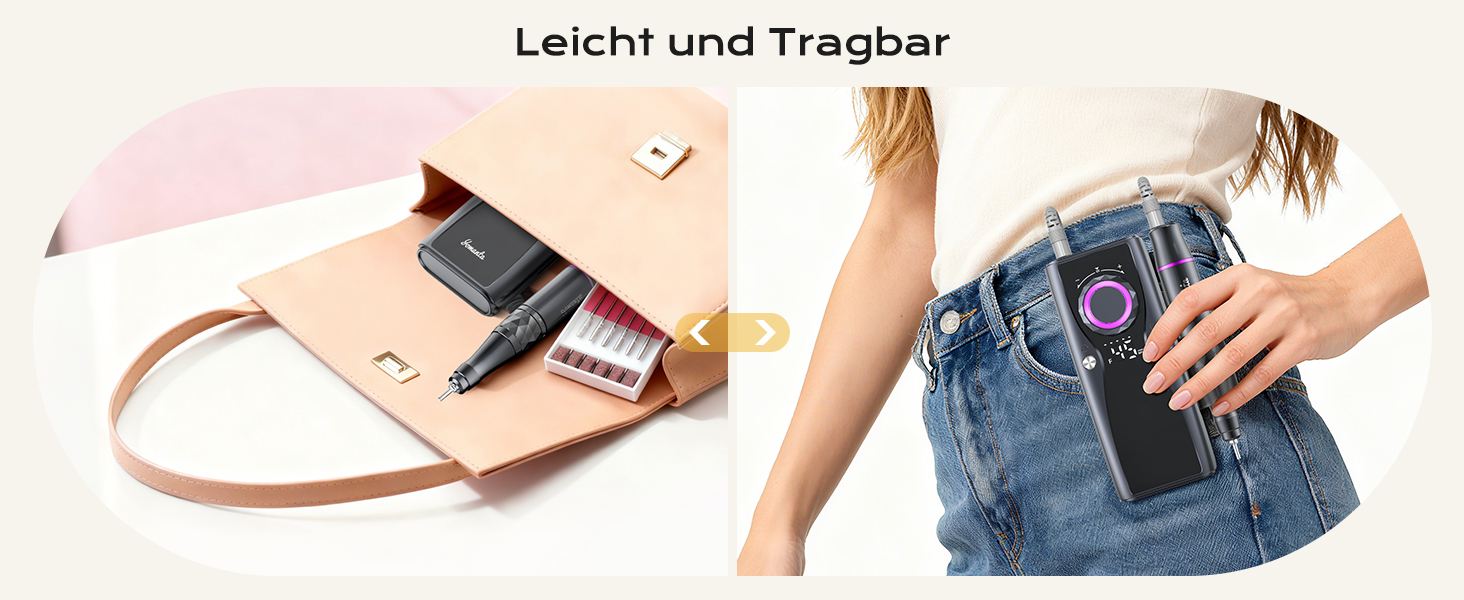 Професійний набір для фрезерування нігтів Nagelfräser: 45000 обертів, акумулятор 10H, LCD-дисплей, регулювання напрямку обертання, чорний