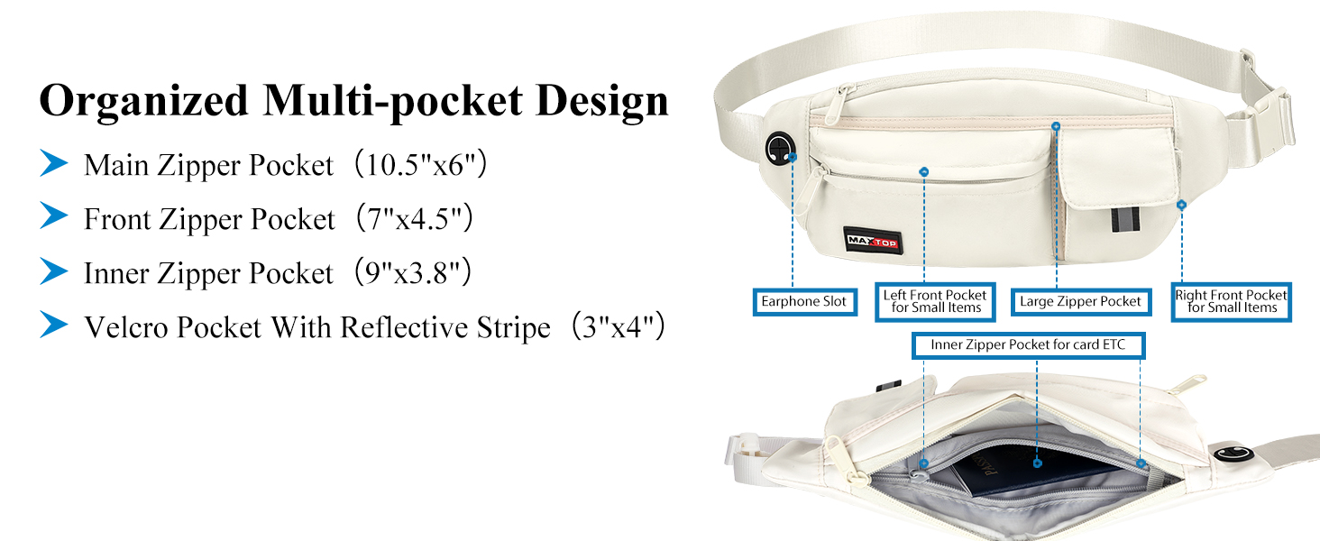 Чоловіча/Жіноча поясна сумка Maxtop Bauchtasche - водонепроникна, для подорожей, фітнесу, бігу, тренувань (чорна)