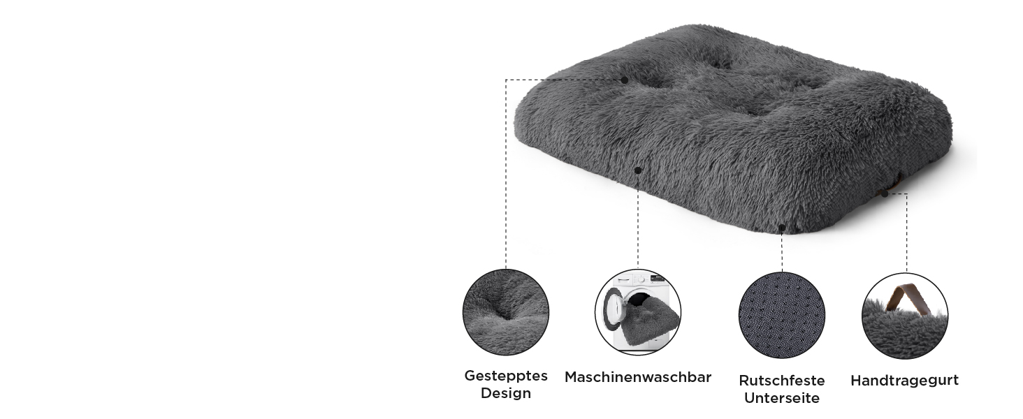 М'яке ліжко для собак BEDSURE великих порід - 104x69x8 см, миється, з антиковзною основою, темно-сірий