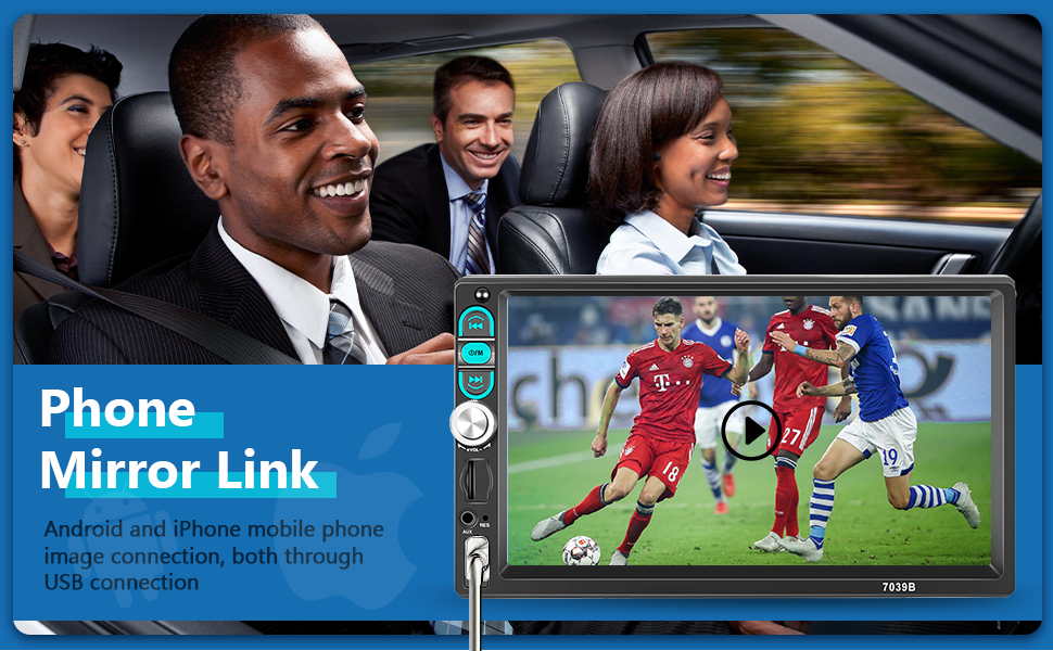 Автомагнітола 1 DIN Carplay з Android Auto, Bluetooth, 7