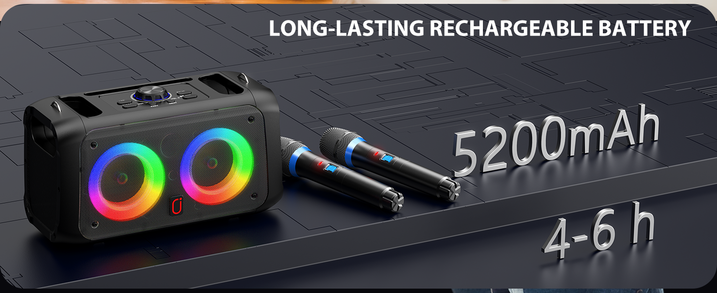 Караоке-машина JYX з 2 бездротовими мікрофонами, портативна Bluetooth-колонка для дорослих та дітей, PA-система, підтримка TF-карт/USB, AUX-вхід, TWS, модель T22T