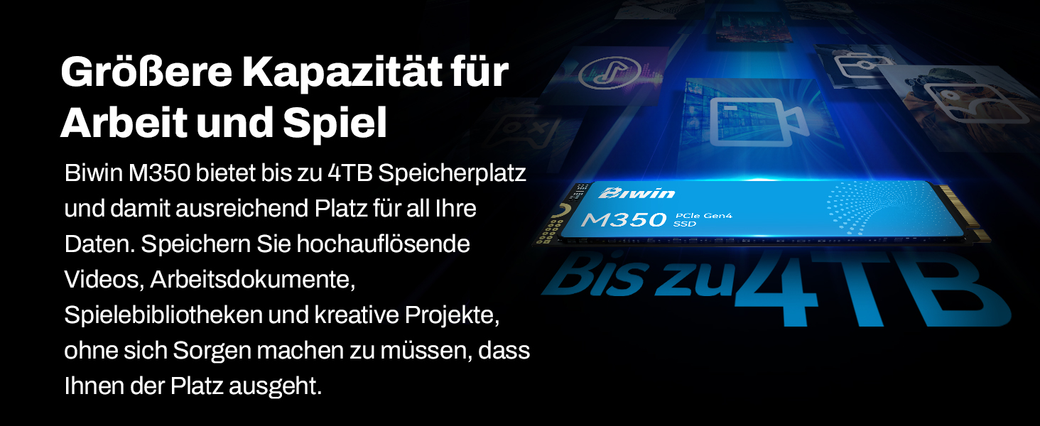 SSD BIWIN NV7200 M.2 2TB NVMe 2.0 PCIe Gen4x4 - до 7200 МБ/с, HMB, для ПК, ноутбука, PS5