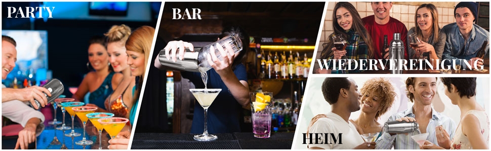 Набір шейкер для коктейлів Esmula 750 мл, 12 предметів, з рецептами, нержавіюча сталь