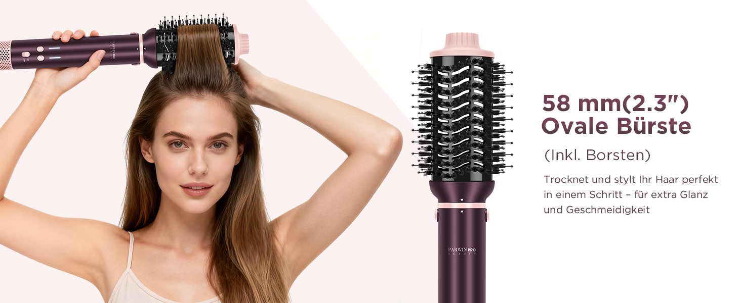 PARWIN PRO BEAUTY MaxAIR 2.0 Multi-Styler Set: 7-в-1 Фен, Плойка, Випрямляч, Щітка для об'єму, 110000 об/хв, Автоматична намотка, Подвійна напруга, Jasper Plum