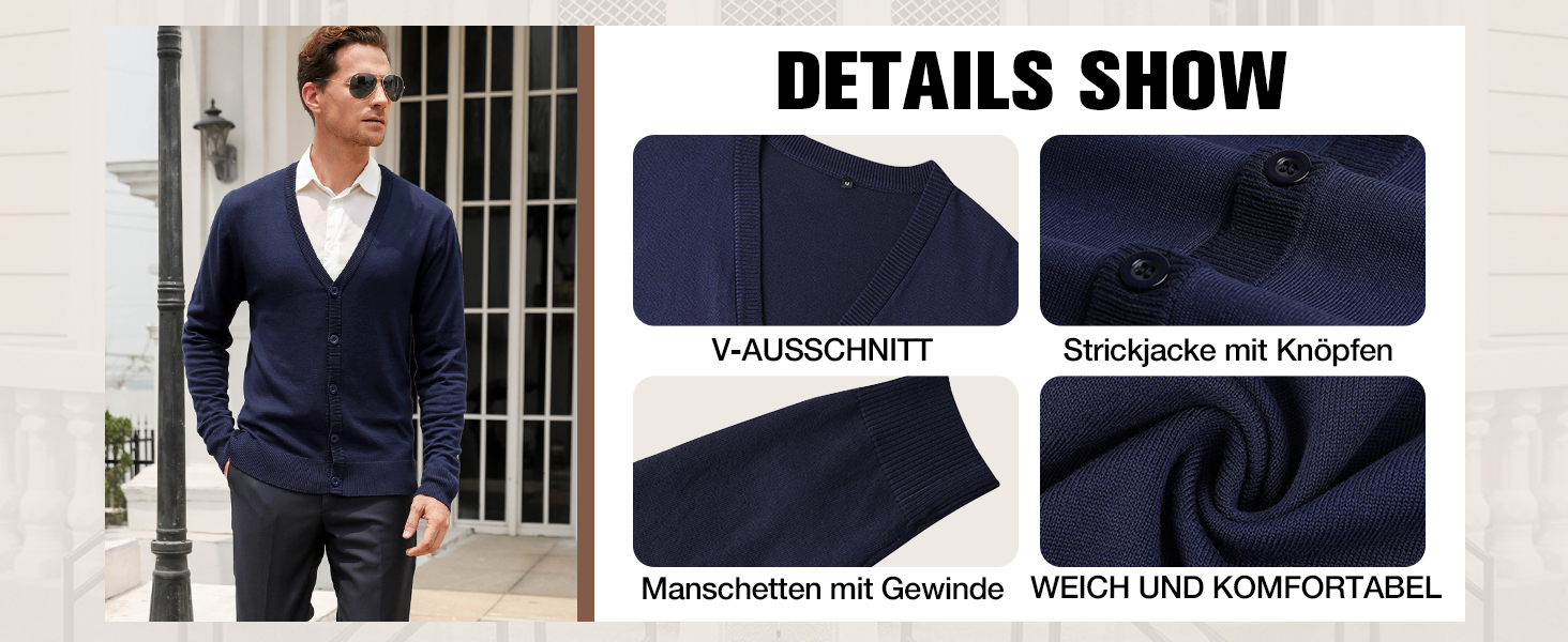 Чоловічий кардиган iClosam з V-подібним вирізом: легкий, стильний, чорний, розмір M