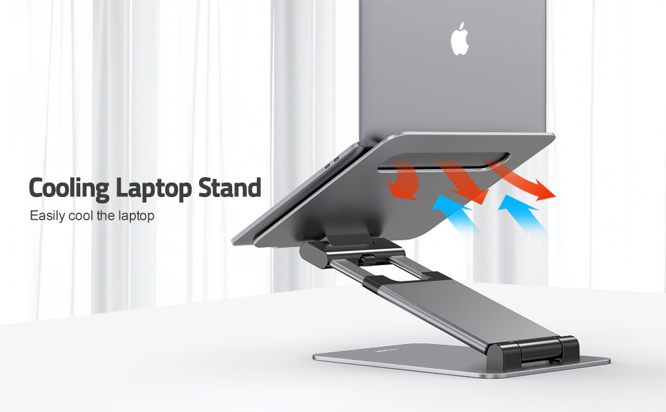 NULAXY Adjustable Laptop Stand - Ergonomic, Portable, Foldable, Supports 10kg, 10-17 inch Compatible - Space Grey