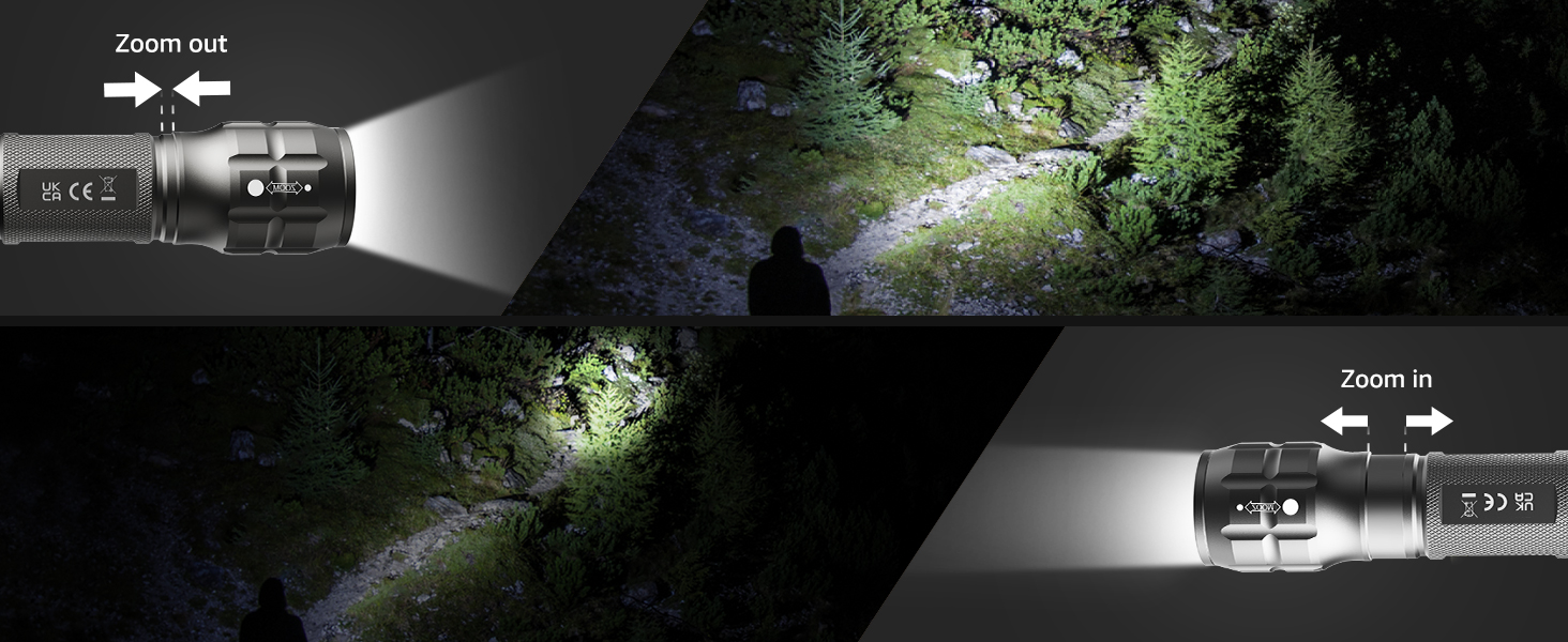 LED ліхтарик Lighting EVER: компактний, яскравий, з регулюванням фокусу. Водонепроникний ручний ліхтарик для кемпінгу, відпочинку на природі та надзвичайних ситуацій. (Gunmetal, 1 шт.)