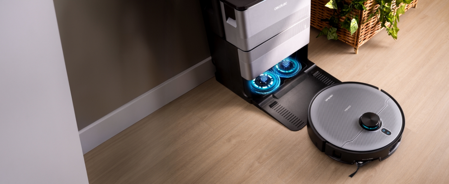 Робот-пилосос та робот-мийник Cecotec Conga X100 з автопорожненням та керуванням через додаток. Лазерна навігація, інтелектуальне картографування, 15000Pa, 240 хв роботи, знімні мікрофібри, станція з 3 резервуарами