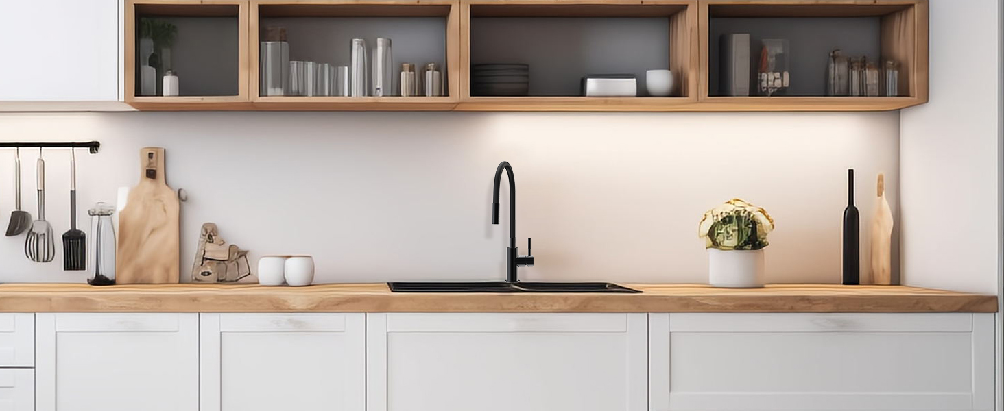 Змішувач для кухні гнучкий чорний, нержавіюча сталь, 2 режими струменя, 360° поворот, кухонний змішувач, преміум якість