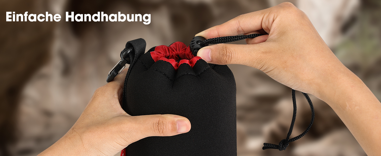 Набір чохлів для об'єктивів з неопрену, 4 розміри, для Canon, Nikon, Tamron, Sigma, Pentax, чорний/червоний