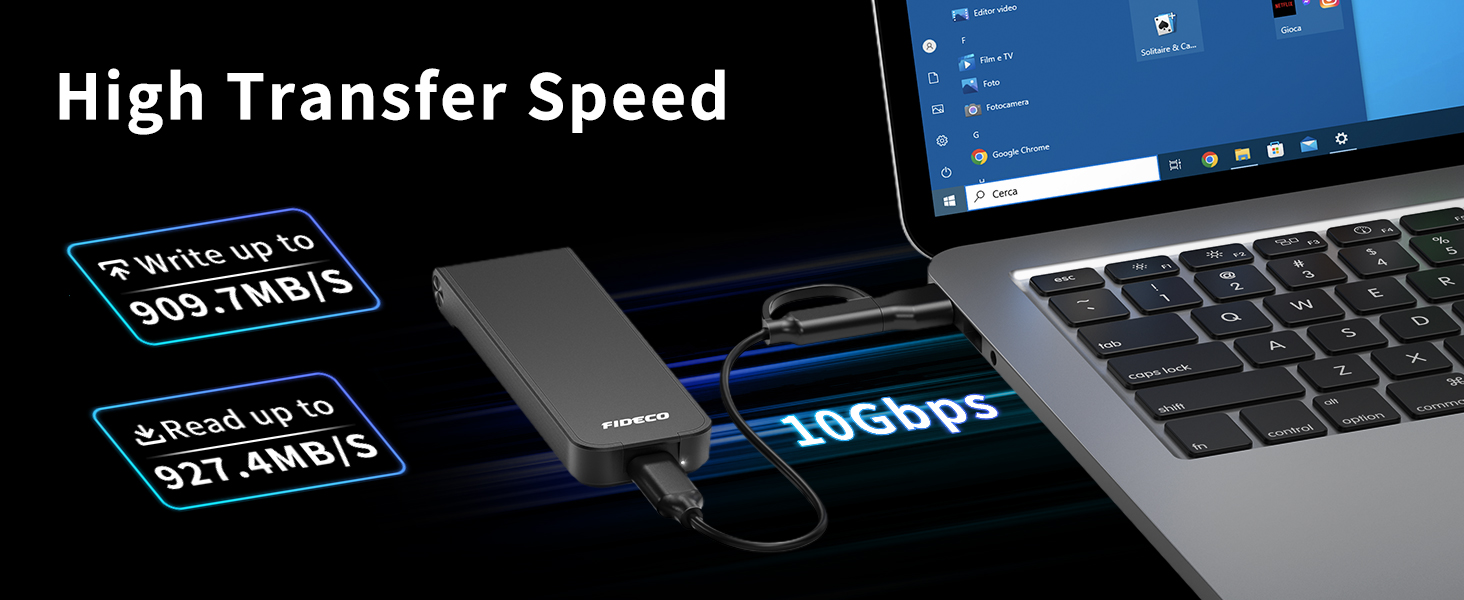 Корпус для SSD M.2 NVMe з USB 3.2 Gen 2 (10Gbps), адаптер для підключення SSD, без інструментів, підтримка UASP та Trim