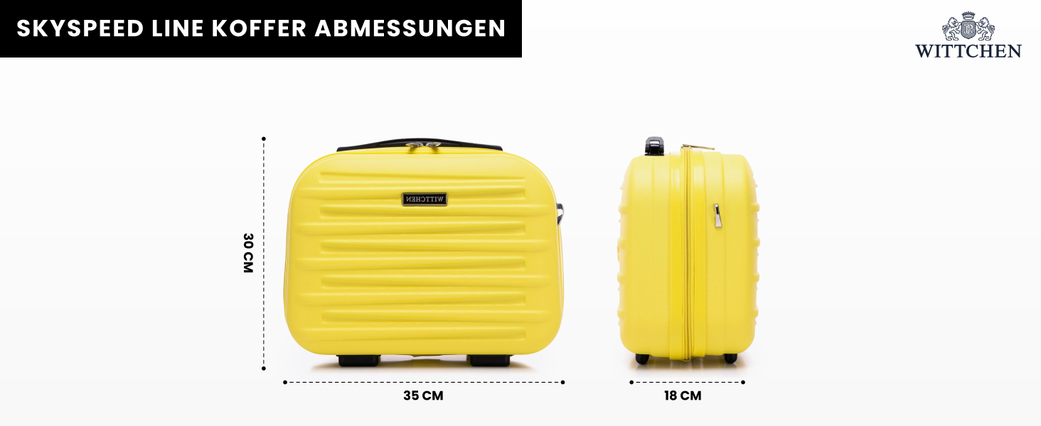 WITTCHEN Skyspeed Line - великий валіза з ABS, жорсткий корпус, телескопічна ручка, 4 колеса, колір жовтий, підходить для Lufthansa, Eurowings, Ryanair, Condor