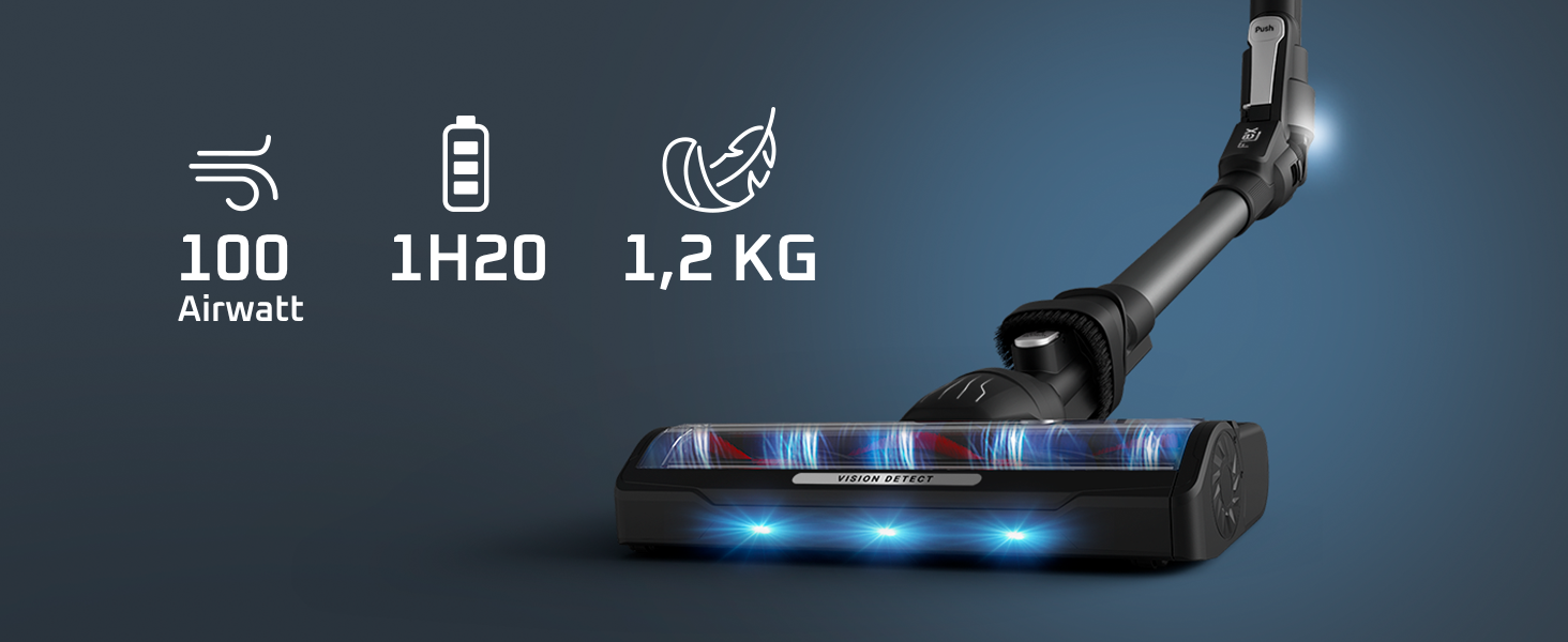 Акумуляторний вертикальний пилосос Rowenta X-Force Flex 9.60 Complete RH2099WO (Apricot) з LED-підсвіткою та набором насадок, 100 AW