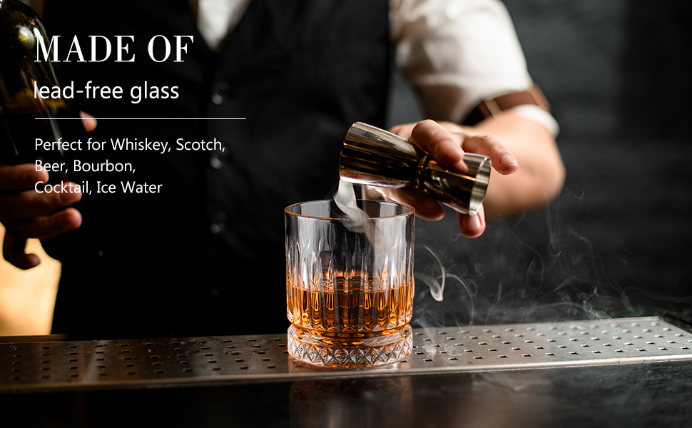 Набір склянок для віскі Cambareign 6 шт., 330 мл, Old Fashioned, скотч, бурбон, кришталь без свинцю