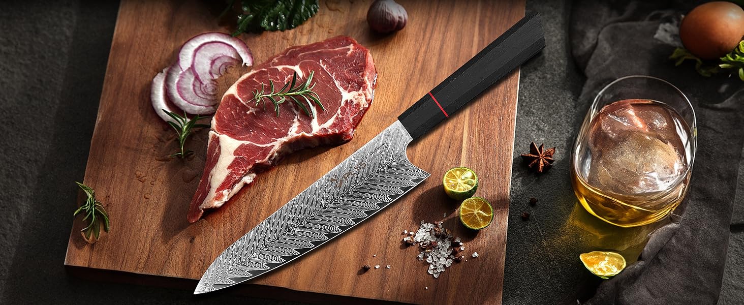 Ніж кухонний японський Kiritsuke Damast, 20 см, сталь VG10, 67 шарів, рукоять G10, подарункова коробка