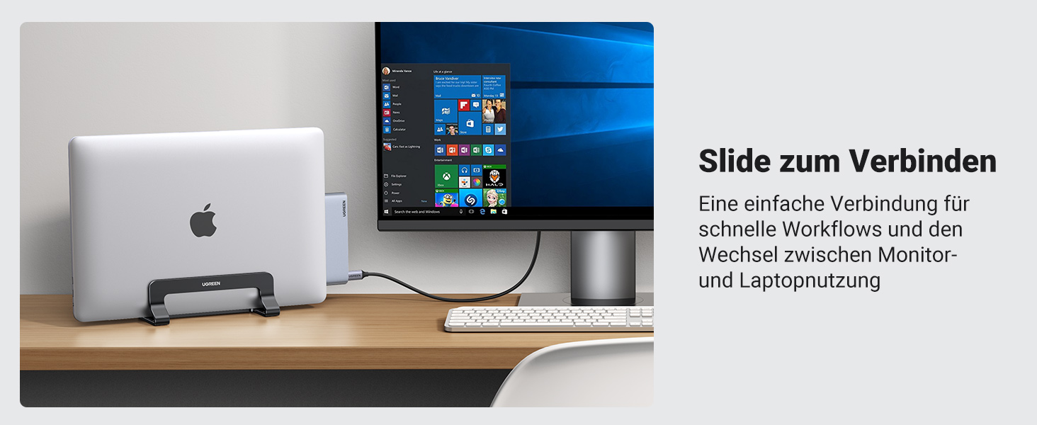 Підставка для ноутбука UGREEN з алюмінію, 3 слоти | Вертикальна підставка для MacBook, iPad, Huawei, Surface, Dell, HP | Чорний