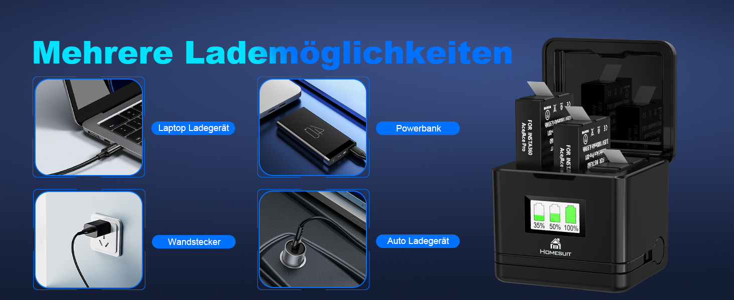 Набір акумуляторів Insta360 X5 Homesuit (3x 2850mAh + Dual-Slot LED зарядний пристрій) + Micro SD картки