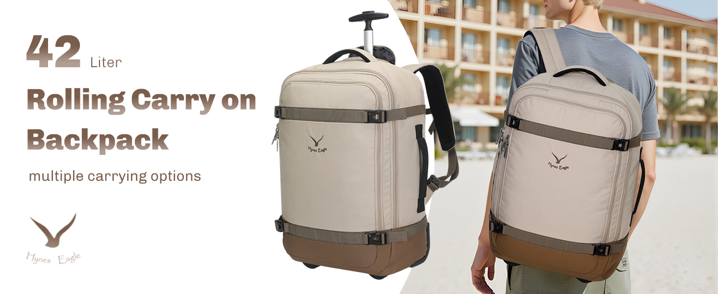 Рюкзак-валіза Hynes Eagle 42L з колесами для подорожей та бізнесу, 54x35x23 см, блакитний, 2024.