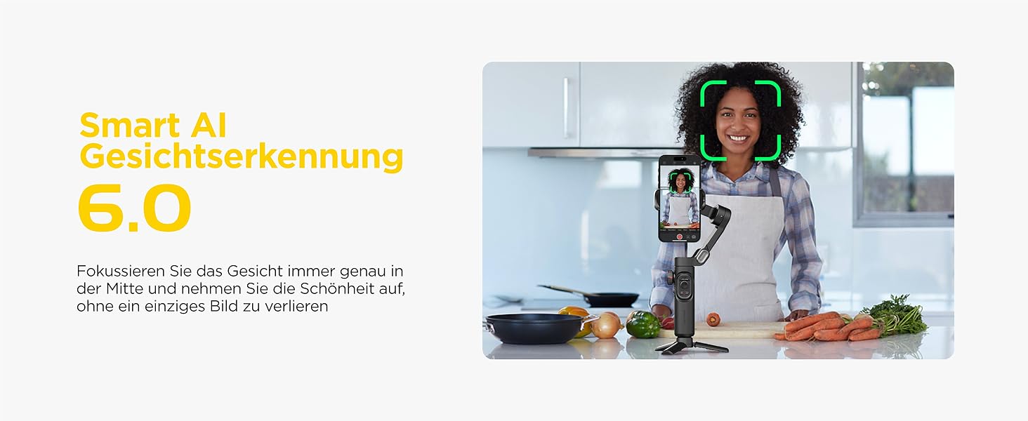 Стабілізатор Gimbal AOCHUAN для iPhone та Android - 3-осьовий, з фокусуванням, трекінг облич/об'єктів, для відеозйомки