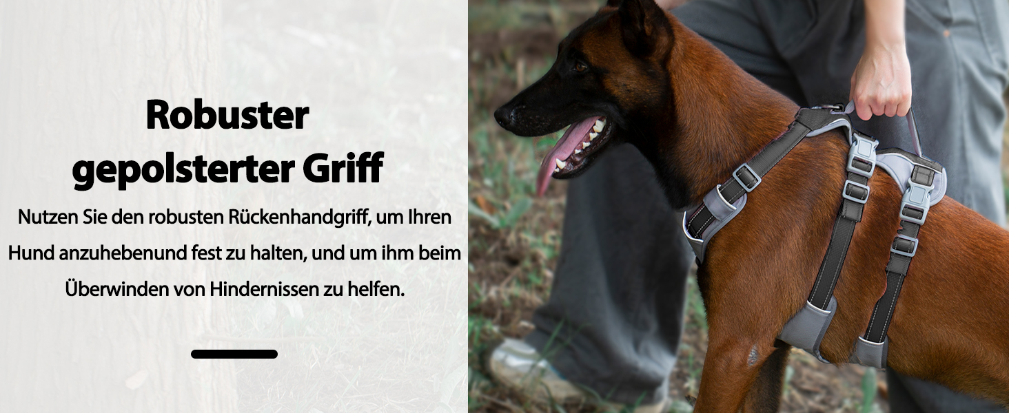 Шлейка для собак Huntboo безпечна від виривання, шлейка від паніки, світловідбиваюча шлейка з ручкою, регульована шлейка для собак маленьких, середніх та великих порід (M) Середня (1 шт.) (Extra груба (1 шт.), Чорна)