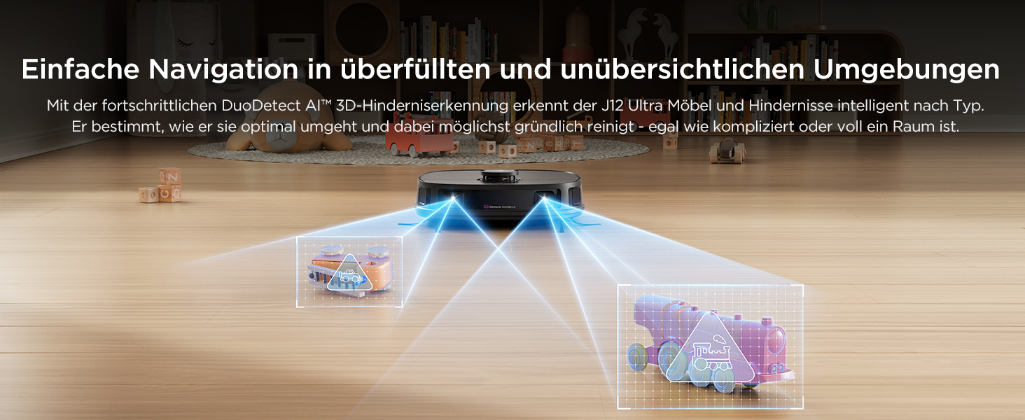 Робот-пилосос Eureka J12 Ultra з функцією миття підлоги (автоматичне очищення, прання та сушка), потужність всмоктування 5000Pa, обертова функція миття, Dual-LiDAR навігація, 3D уникнення перешкод, чорний