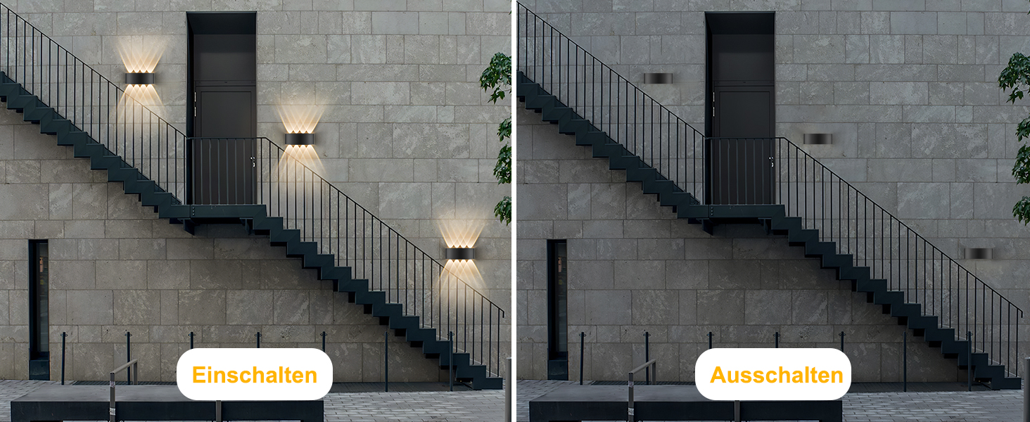 LED настінний світильник Oraymin 2 шт. IP65, 6W, 6 джерел світла, 3000K, для дому та вулиці, з алюмінію, тепле світло (Чорний, 8 джерел світла, 4 шт.)