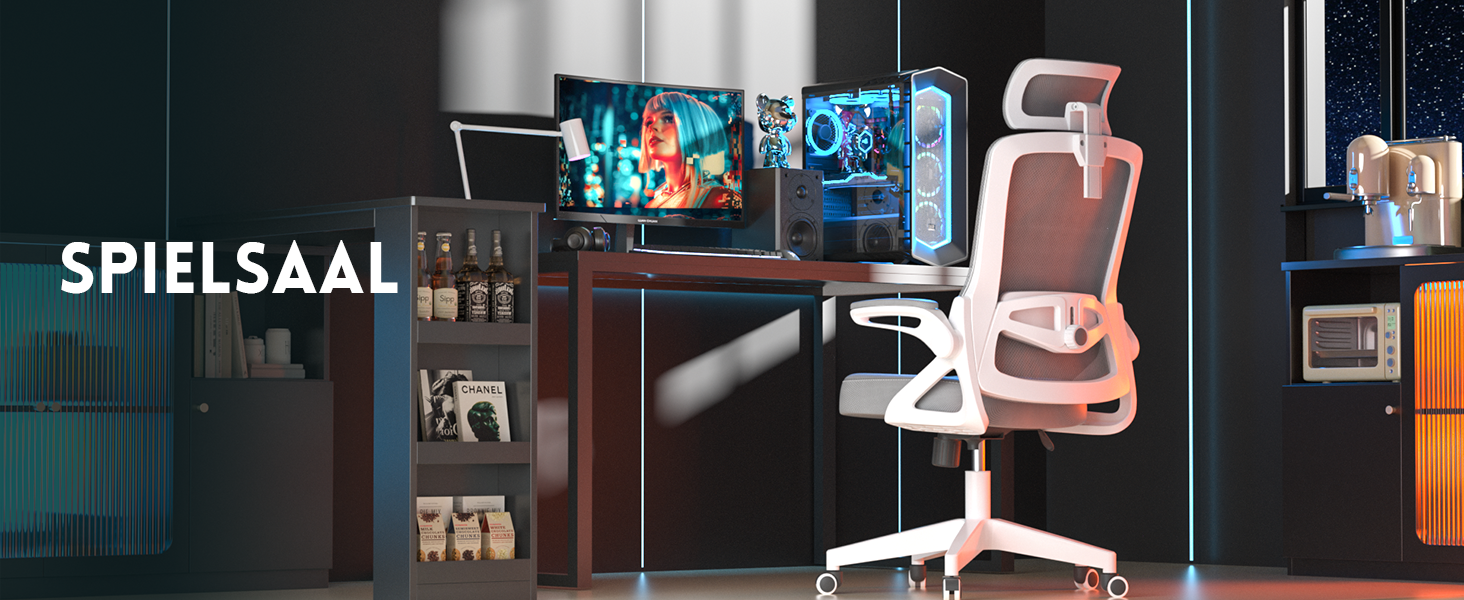 Ергономічне крісло для офісу та геймінгу з регульованими підлокітниками, широке сидіння