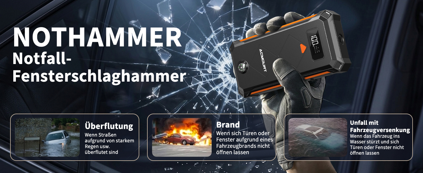 Powerbank для автомобіля Starthilfe 7000A 23800mAh помаранчевий - пусковий пристрій, зарядний пристрій, ліхтарик LED для авто, мото, бензин/дизель