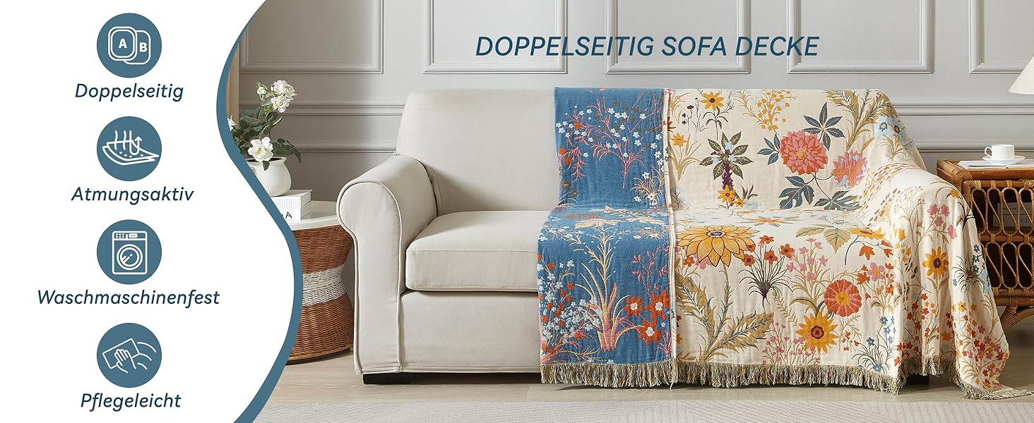 Богемна ковдра Boho 100% бавовна, м'яка ковдра з мусліну, плед 150x200 см, ковдра на диван та ліжко, декоративна ковдра, літня ковдра для вітальні, зелено-бежева (200 x 230 см, квітковий сад)