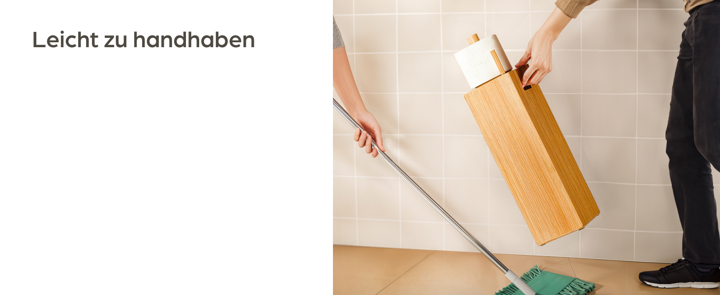 Підставка для туалетного паперу з бамбука Praknu - тримач на 4 рулони з кришкою на магніті, FSC-дерево, економія місця, антиковзаюча