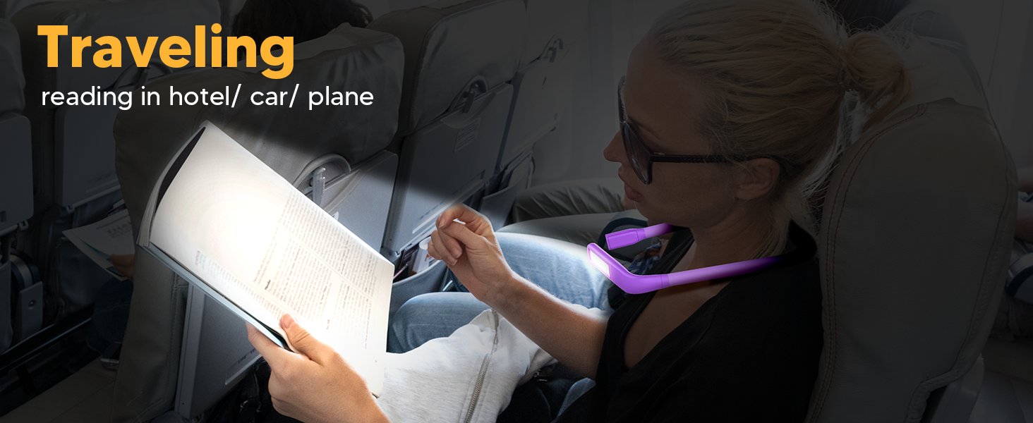 LED лампа на шию для читання Buch - 3 кольори, фіолетова. Лампа для читання в ліжку, в'язання, рукоділля. Подарунок для чоловіків.
