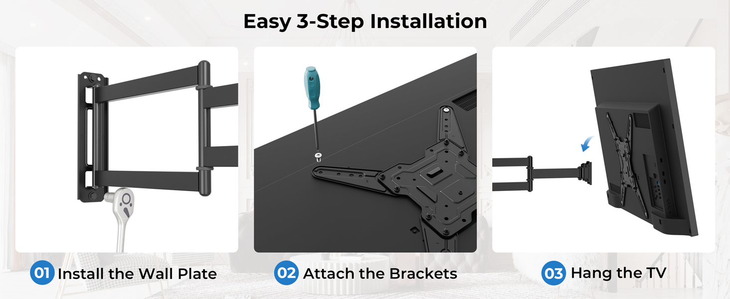 Кронштейн для телевізора BONTEC 950 мм, поворотний, нахильний, для 26-65 дюймів, VESA 400x400, до 35 кг