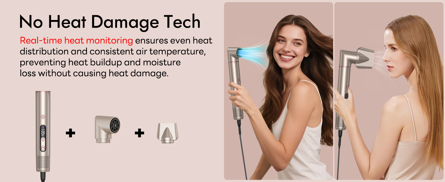 Airstyler 6-в-1 з LCD-дисплеєм: фен-щітка, стайлер для волосся, локони, об'єм, випрямлення, сушка, 110000 обертів/хв