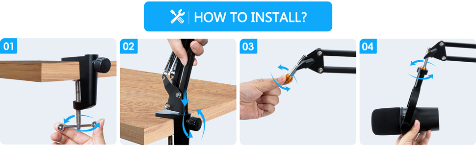 Тримач для мікрофона SUNMON Boom Arm для MV7 Set (з вітрозахистом), сумісний з MV7/MV7X/SM7B та іншими мікрофонами