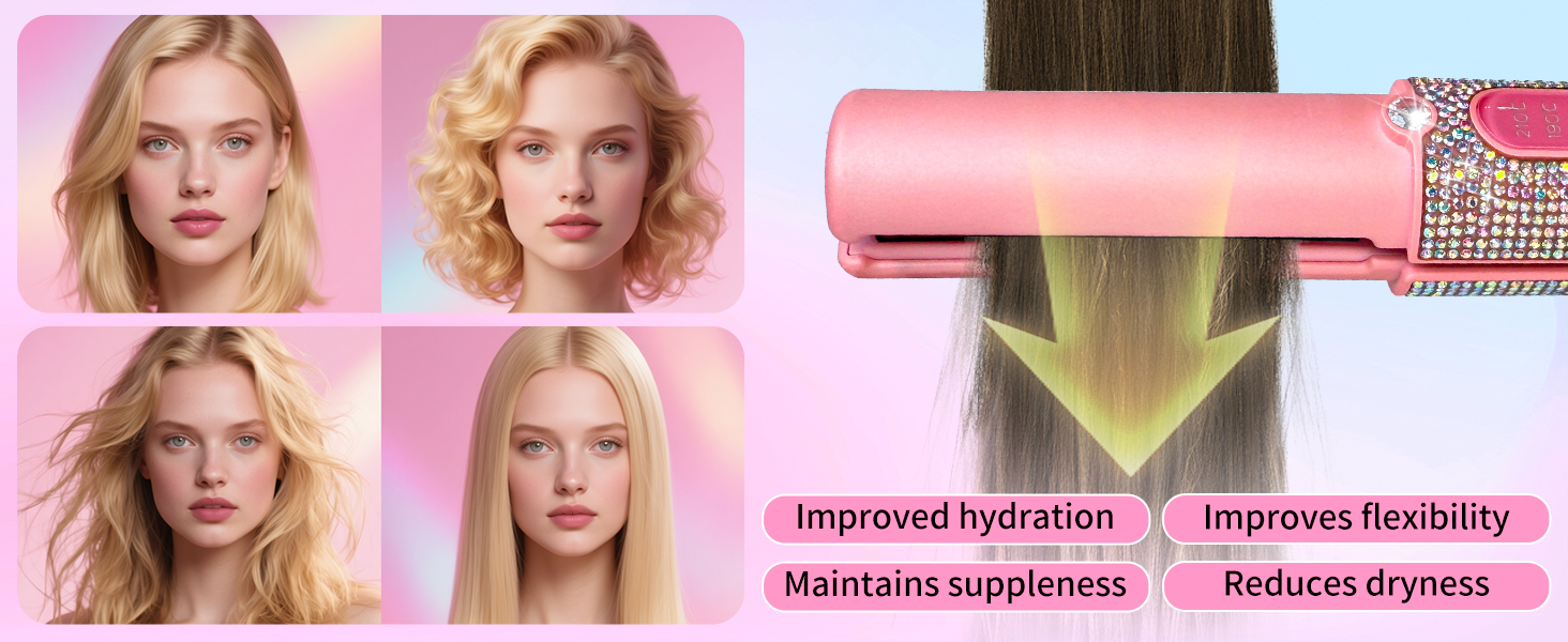 Бездротовий випрямляч для волосся 2-в-1 з акумулятором 5000mAh, міні-випрямляч для подорожей, випрямлення та завивання, портативний, швидкий нагрів 210°C/410°F, колір: коричневий (Mermaid)