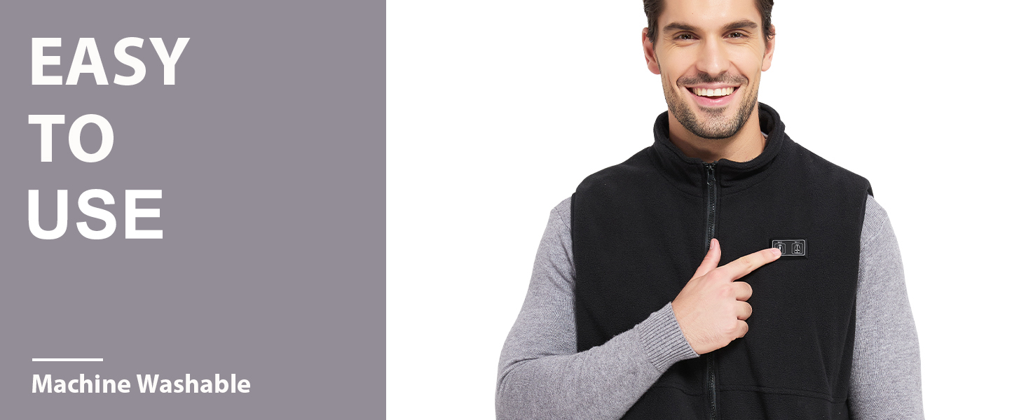 Loowoko Тепла жилетка для чоловіків та жінок з підігрівом, флісова, без акумуляторів, 3 температурні режими, 6 зон нагріву, пральна, для роботи на відкритому повітрі, мотоцикла, прогулянок, чорна, M