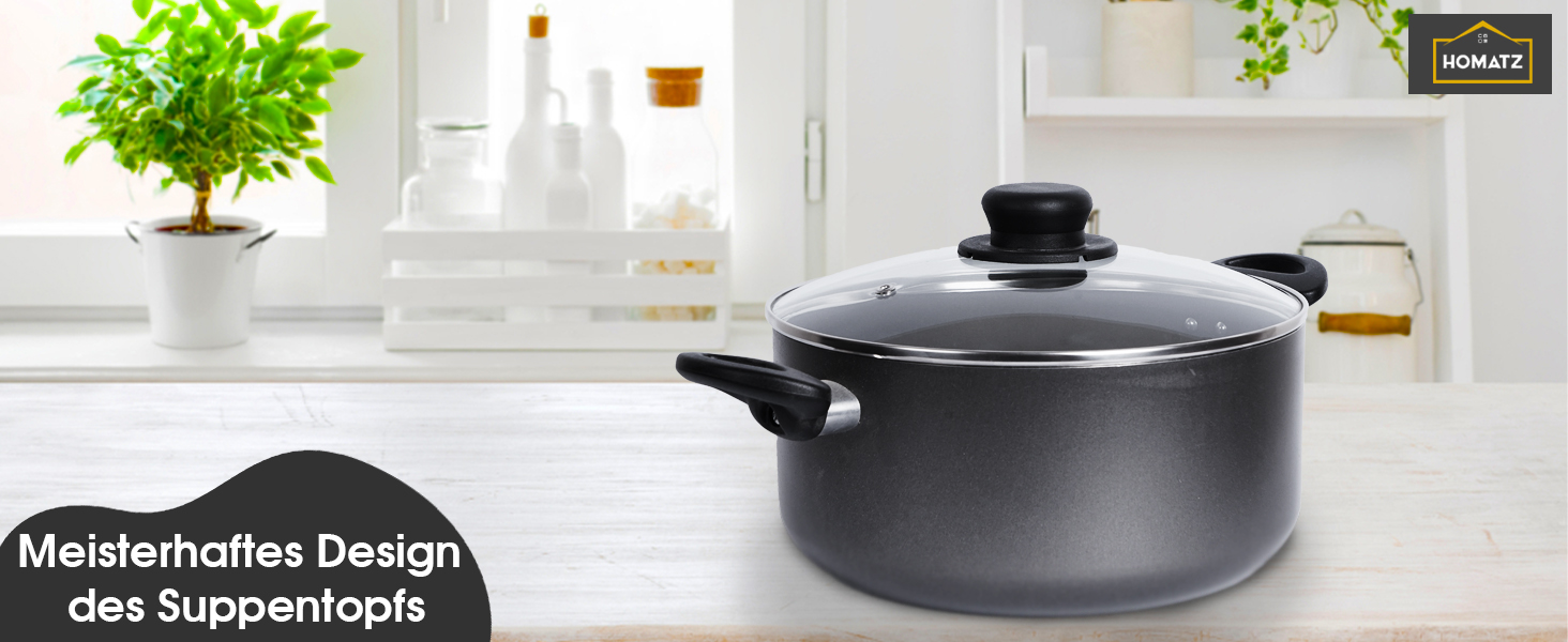 Каструля Homatz 4.5L з антипригарним покриттям, 24 см, з кришкою - для всіх типів плит