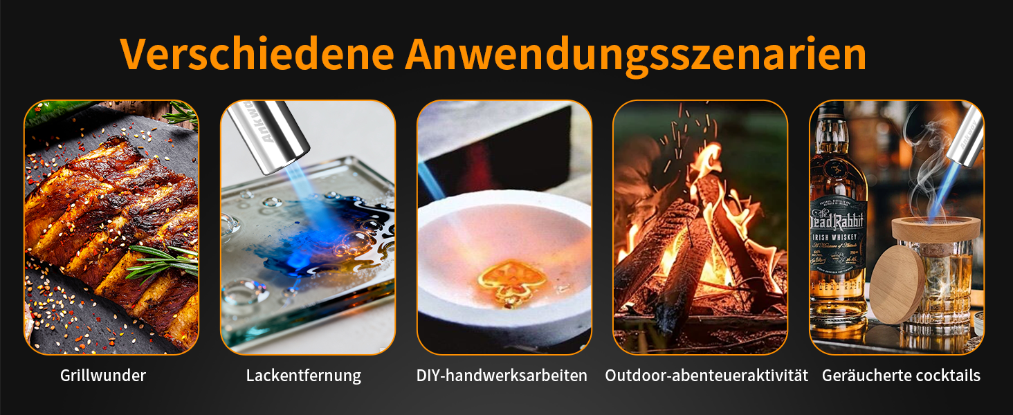 Пальник Бусен для приготування крем-брюле, приготування їжі, кемпінгу, кулінарії та хобі, сріблястий (бутан не входить до комплекту)