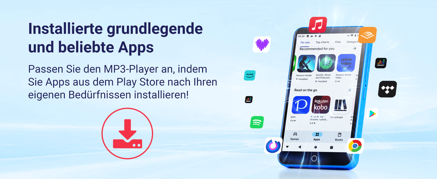 MP3 плеєр 16GB з Bluetooth та Wi-Fi, Android MP4 плеєр 4