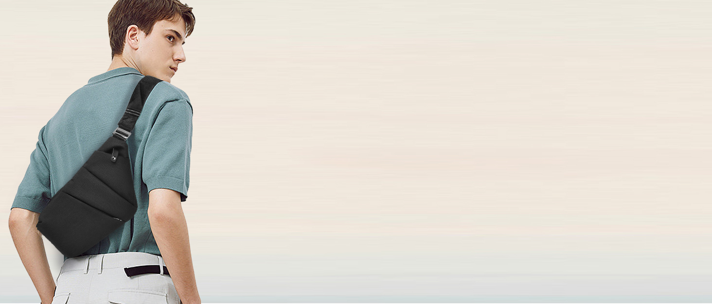 Чоловіча нагрудна сумка Brusttasche з канвасу, водонепроникна, антикрадіжна, для подорожей, туризму та спорту, чорного кольору