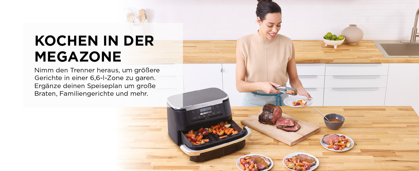Фритюрниця Ninja FlexDrawer Air Fryer 6.6л, чорна, 6-в-1, без олії, Dual Zone, AF550EU