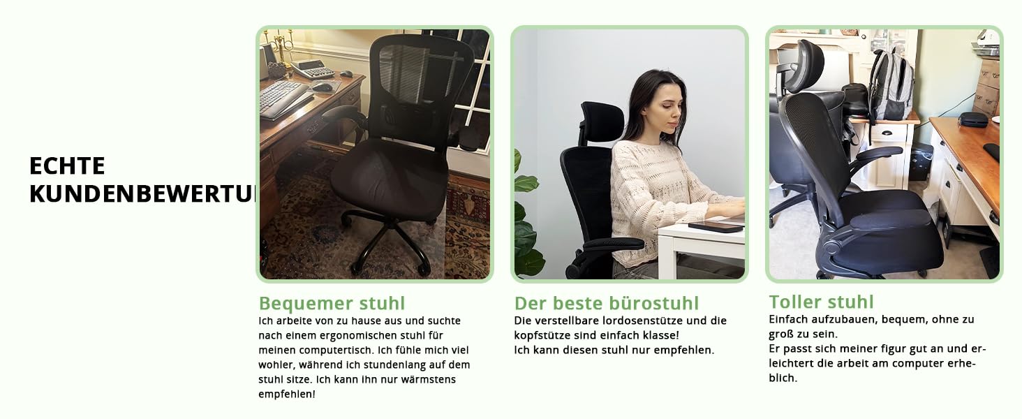 Офісне крісло Synorla: ергономічне, чорне, з регульованою підтримкою попереку та підголівником (150 кг)