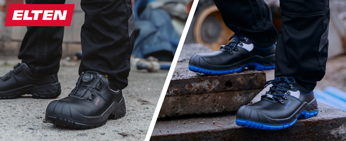 Робочі черевики ELTEN Renzo Low ESD S3, шкіряні, з металевим носком, легкі, міцні, 41 EU, чорні (для жінок та чоловіків)